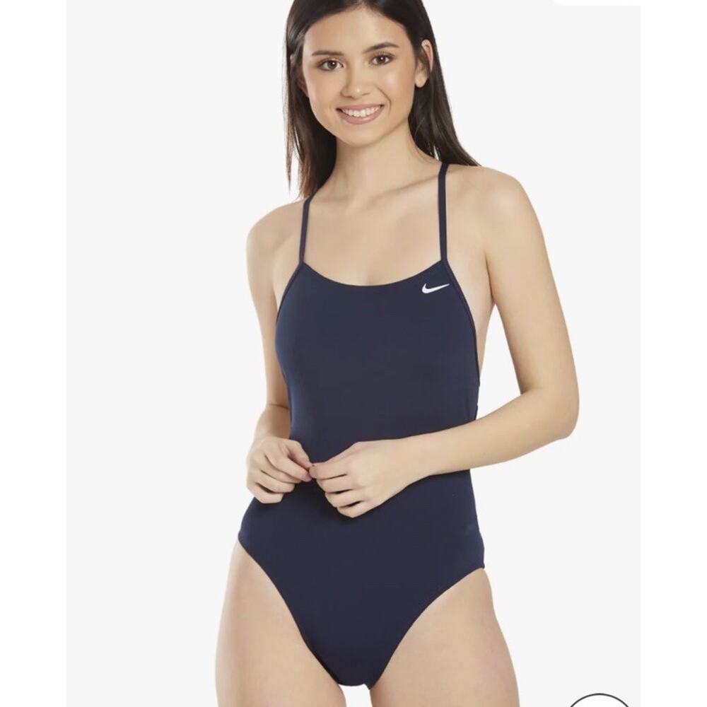 Women's HydraStrong Lace Up Tie Back One Piece Swimsuit size 26 Midnight Navy